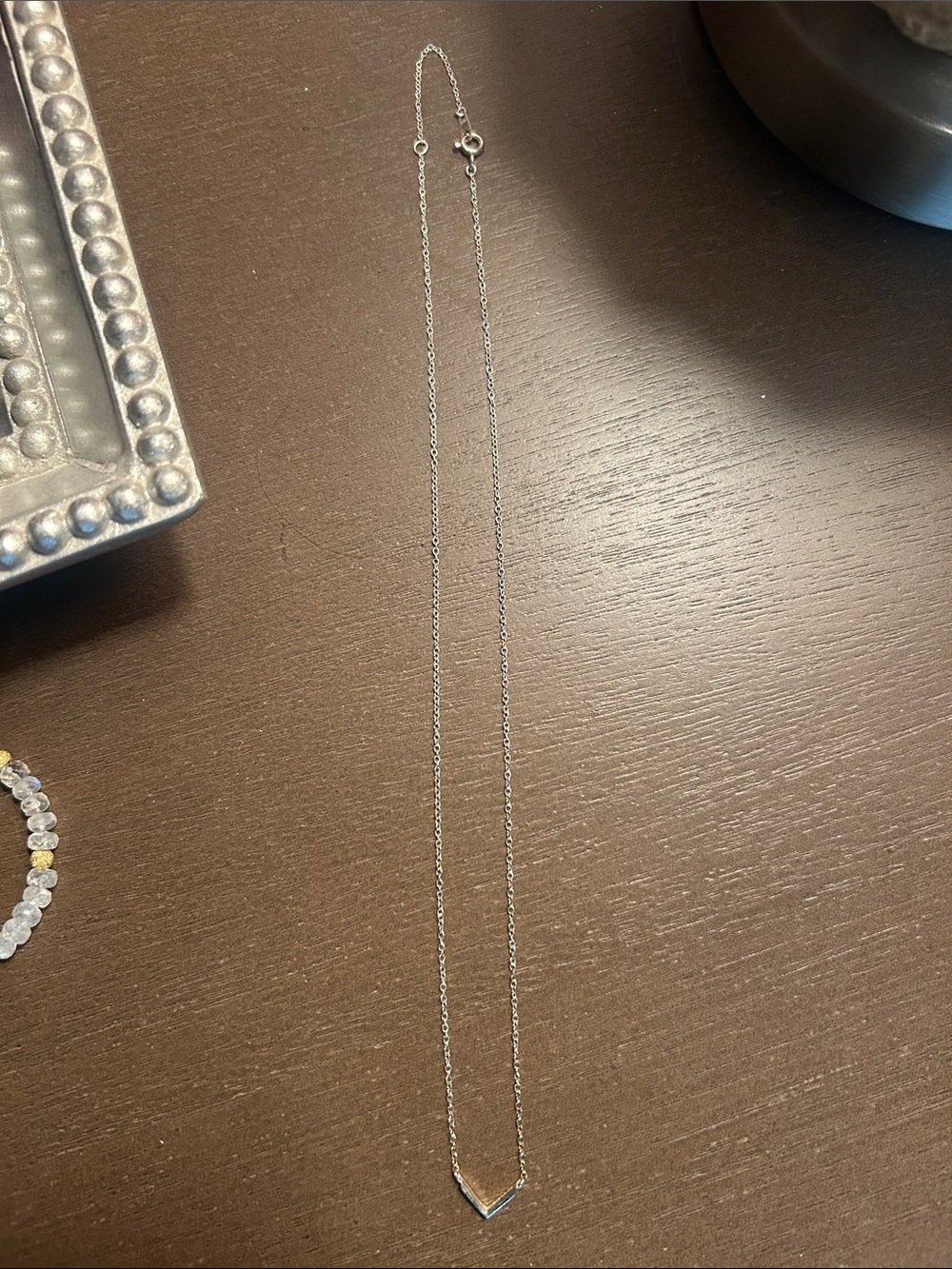 Delicate V-Shaped chevron Silver Necklace